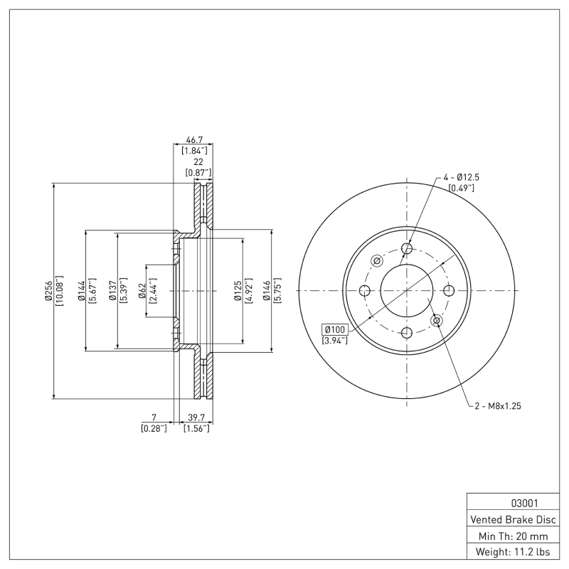 Dodge Attitude Brake Rotor (1) - Front - R1 Concepts - Plain - `06-`12